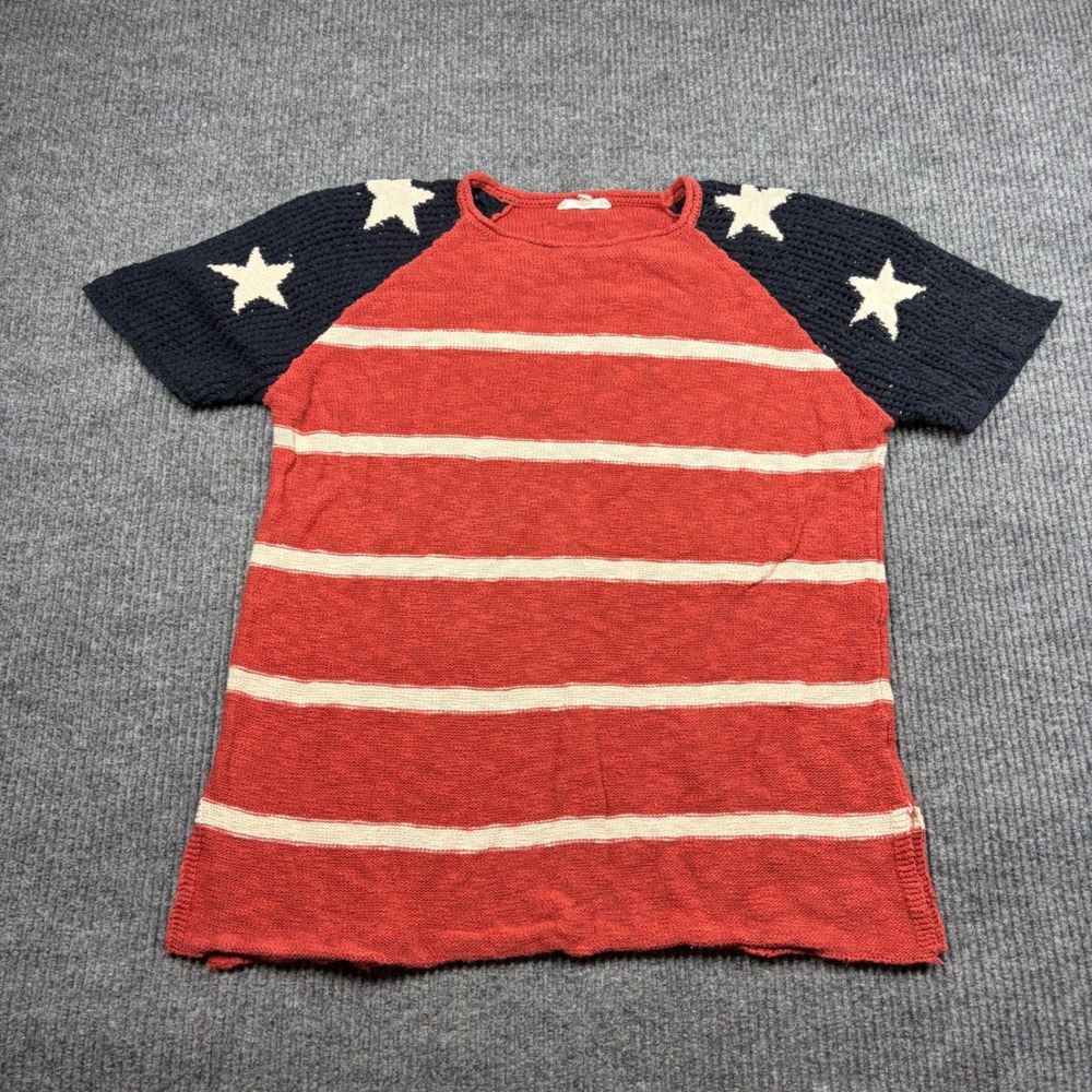 Easel Shirt Womens S Los Angeles American Flag Stars and Stripes Knit Sweater
